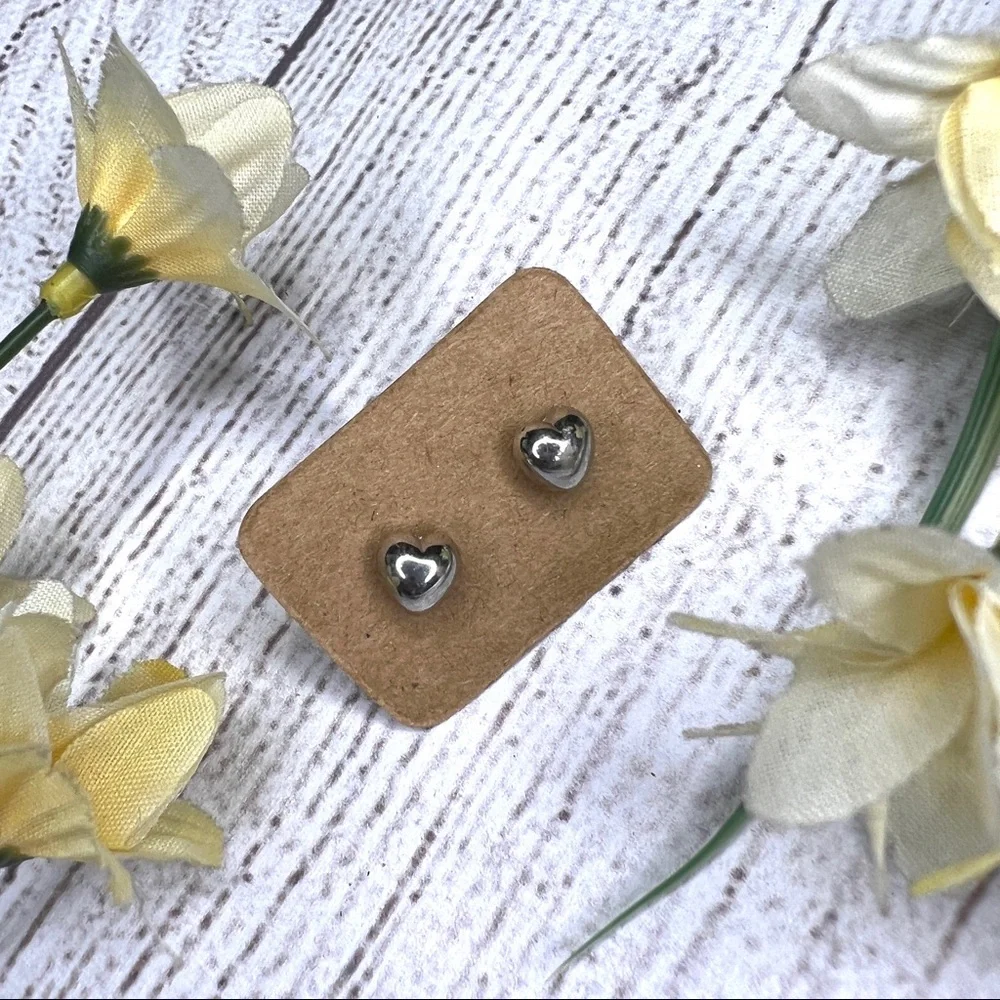 Heart Shape Silver Stud Earrings